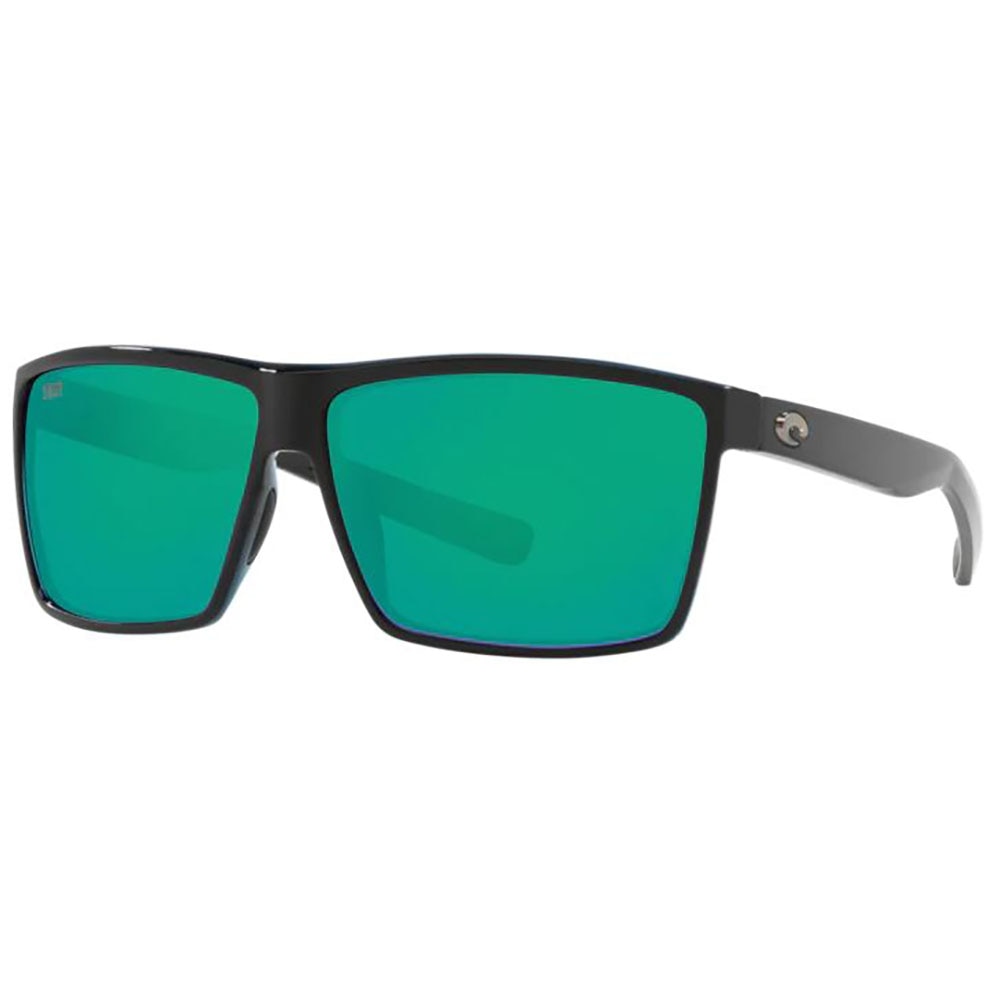 Rincon Sunglasses Polarized in Shiny Black with Green Mirror 580P